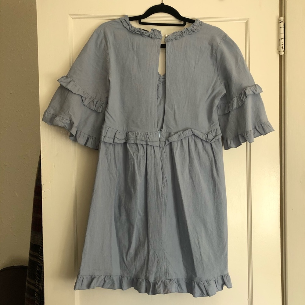 Simplee Blue Ruffle Dress / Small - Picture 5 of 9